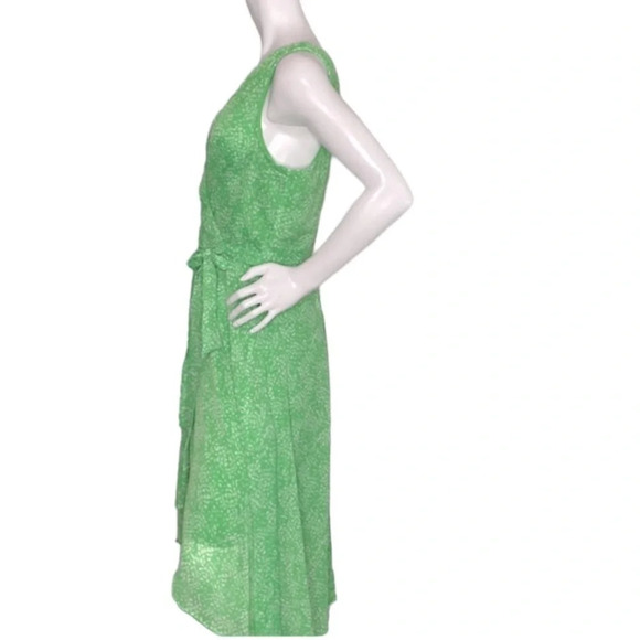 DKNY "NEW" Green Fairy Midi Feminine V-Neck Ethereal Chiffon Wrap Dress Size 14 - Picture 6 of 10